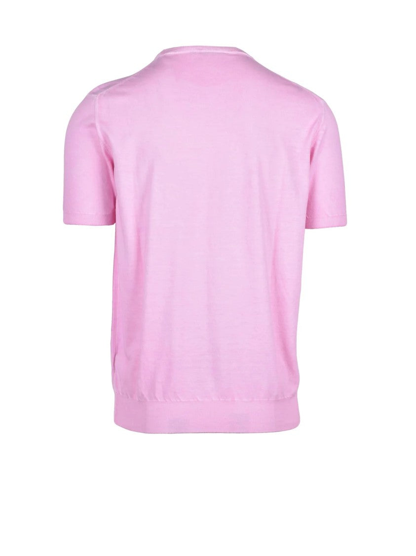 Kangra Pink Crew Neck Cotton Knit Top