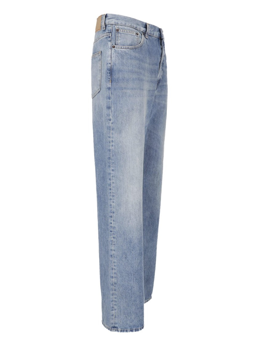 Jeanerica Blue Distressed Five-Pocket Straight-Leg Jeans