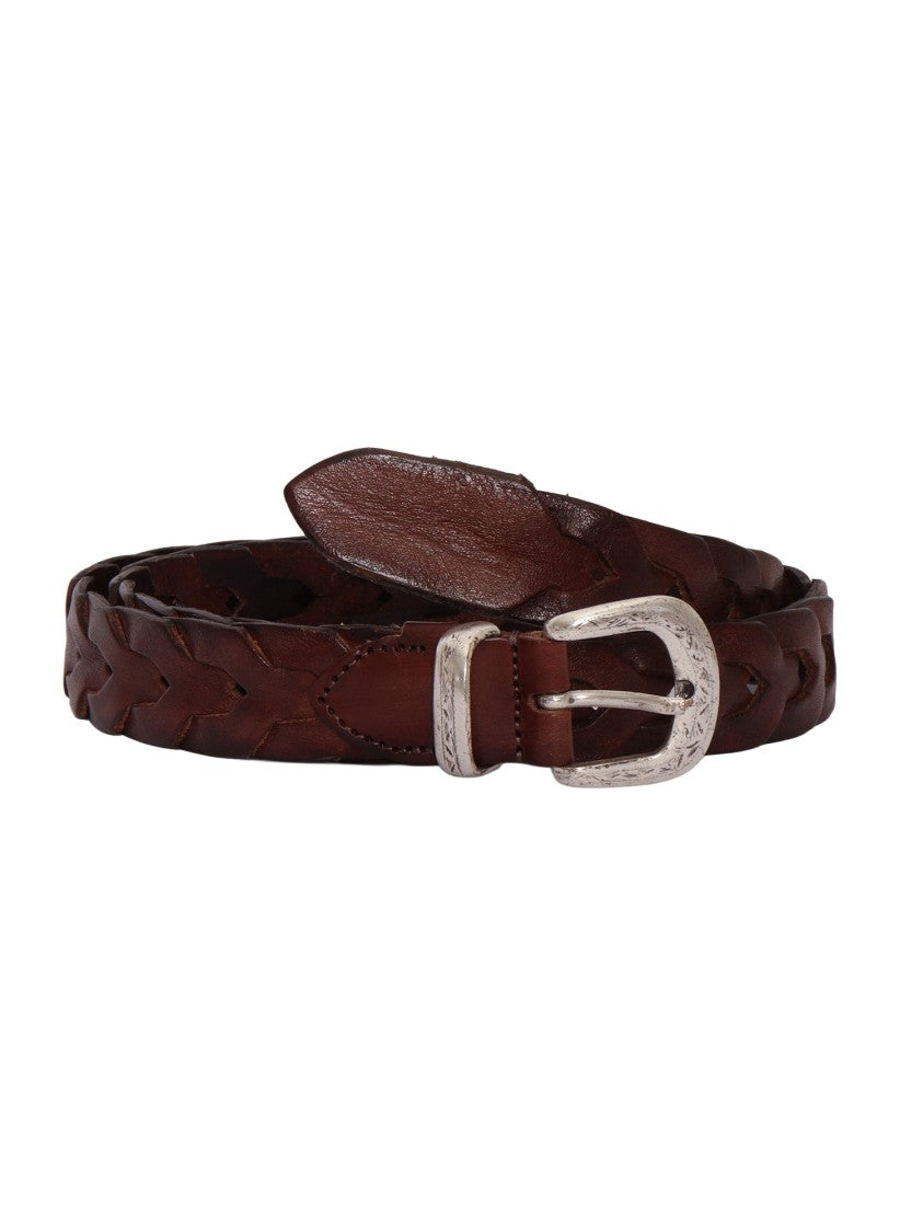 Alberto Luti Braided Leather Silver Buckle Belt
