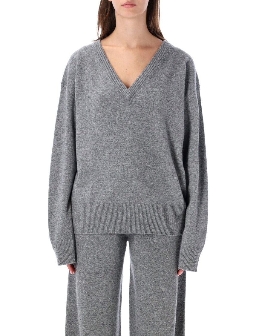 Rhea Relaxed-Fit Deep V-Neck Knit Sweater