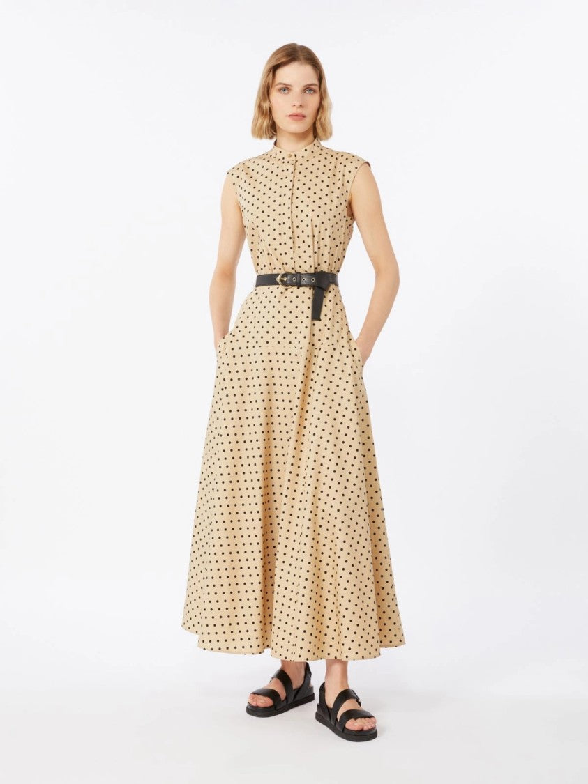 Max Mara Sleeveless Midi Dress With Polka Dot Pattern