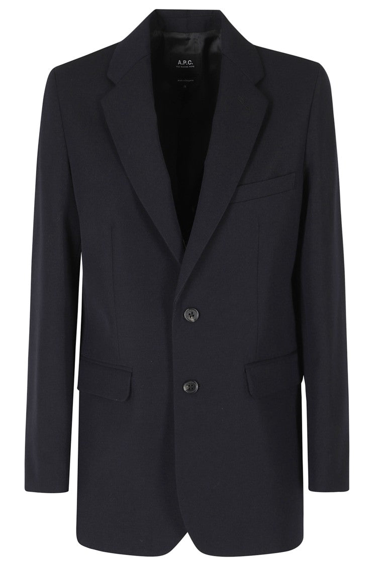 A.P.C. Dark Blue Annie Flap Pockets Cotton-Blend Blazer