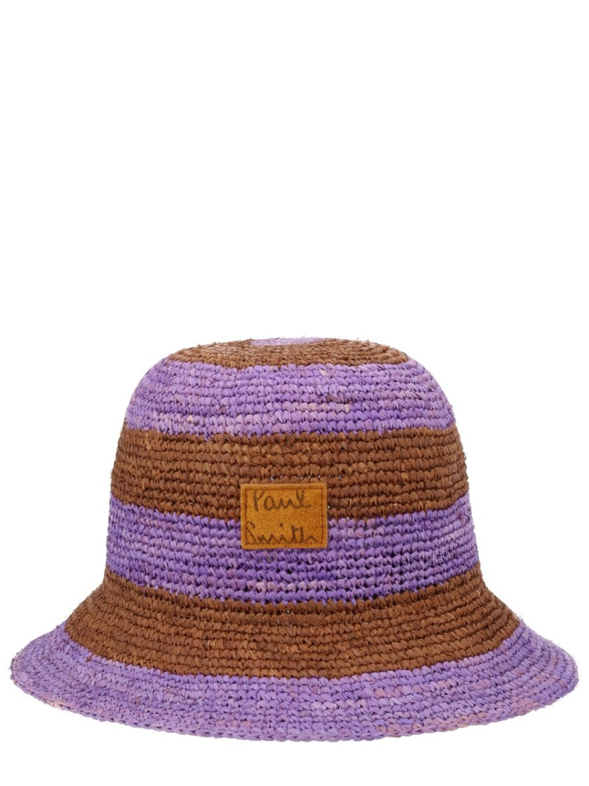 Paul Smith Patch Logo Raffia Striped Hat