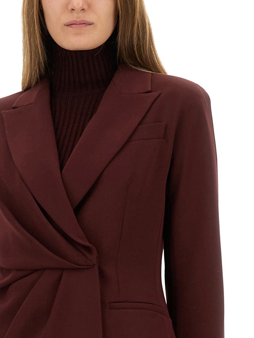 Max Mara Tailored Burgundy Jacket With Twisted Drape Detail