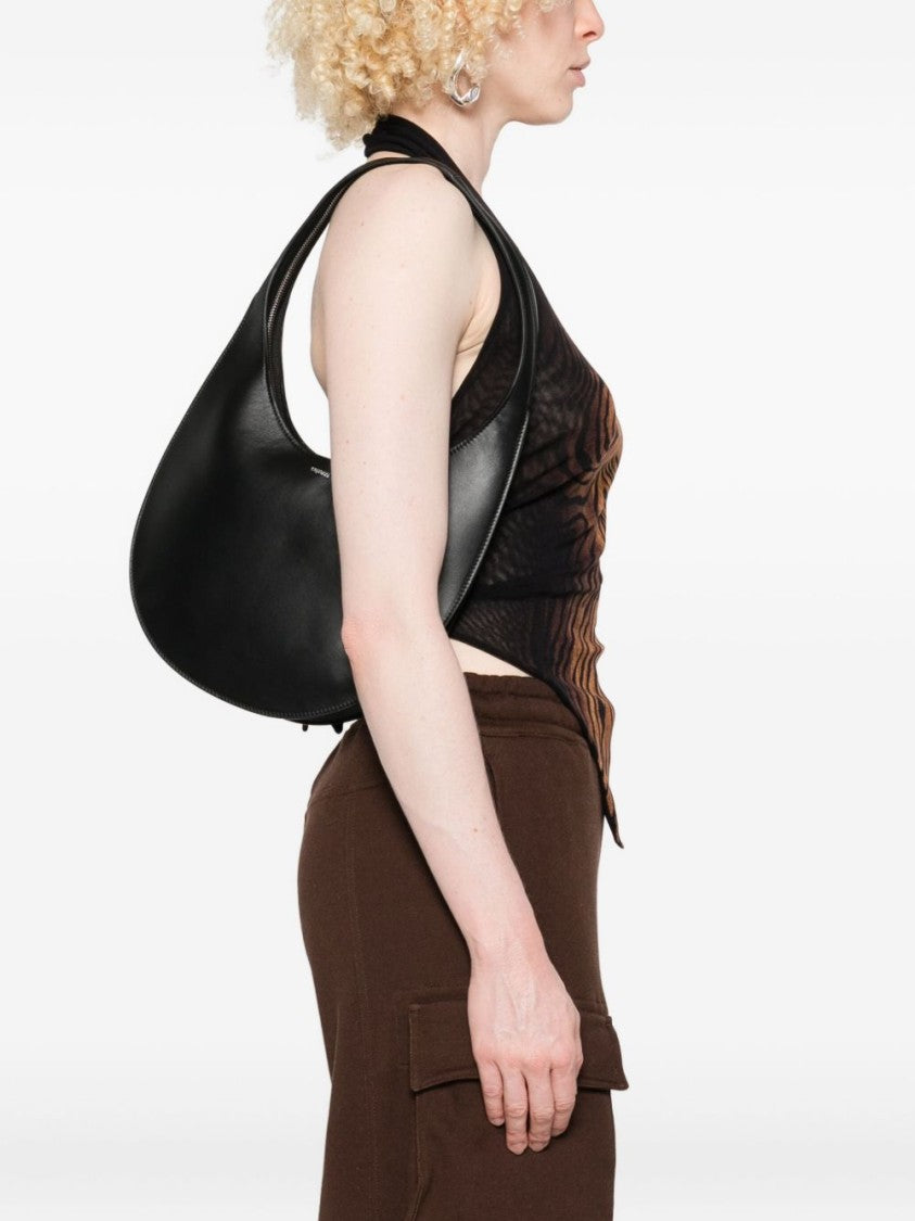 Coperni Crescent-Shaped Black Leather Handbag