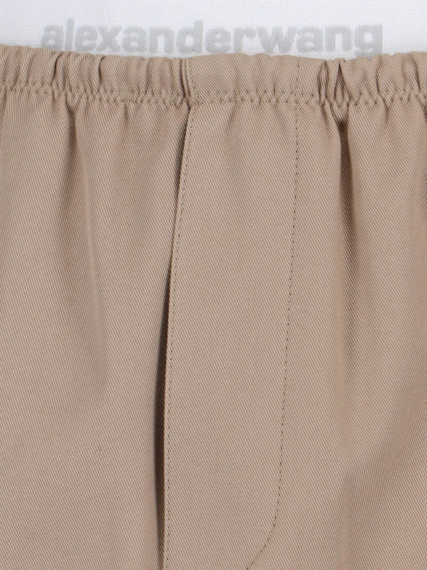 Alexander Wang Logo Skirt In Taupe Cotton, Mid-Rise