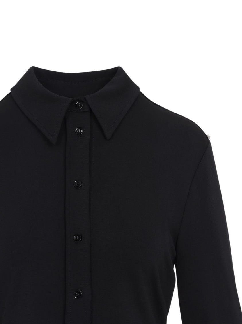 Sportmax Black Shirt With Spread Collar And Unique Cut-Out Detail