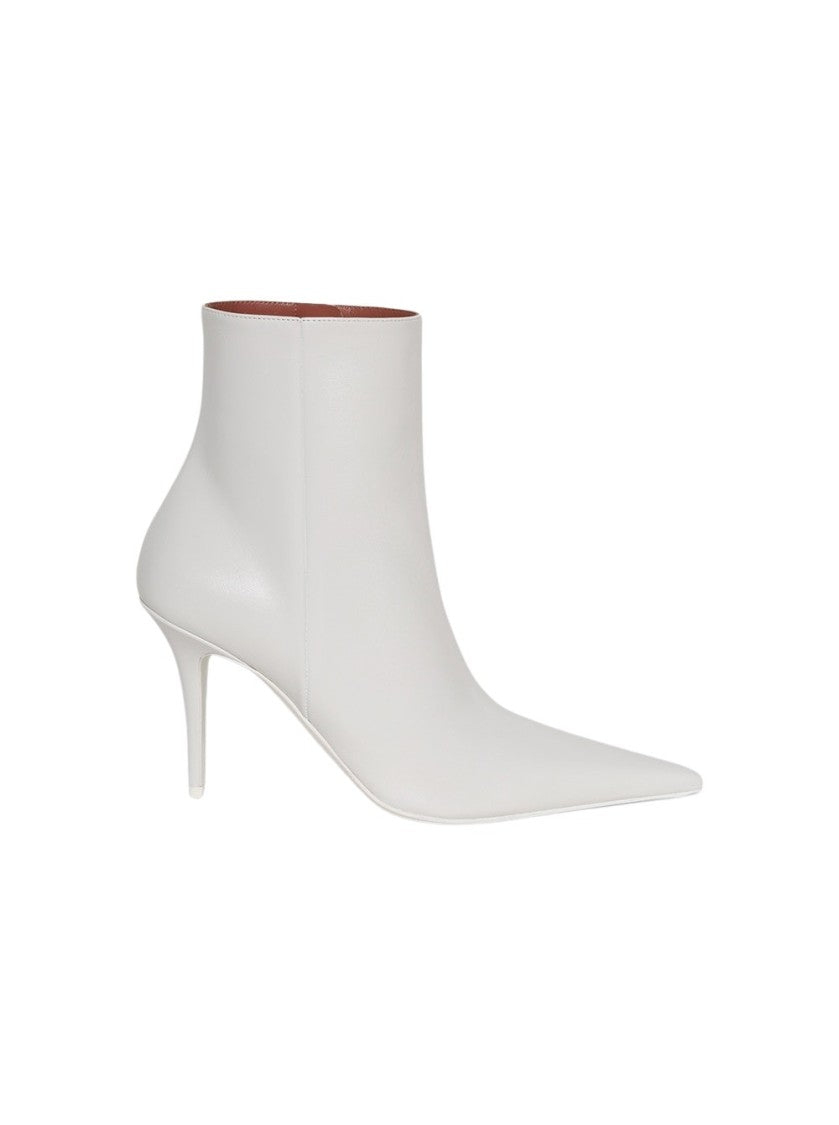 Amina Muaddi Barbara Bootie - White Nappa Leather
