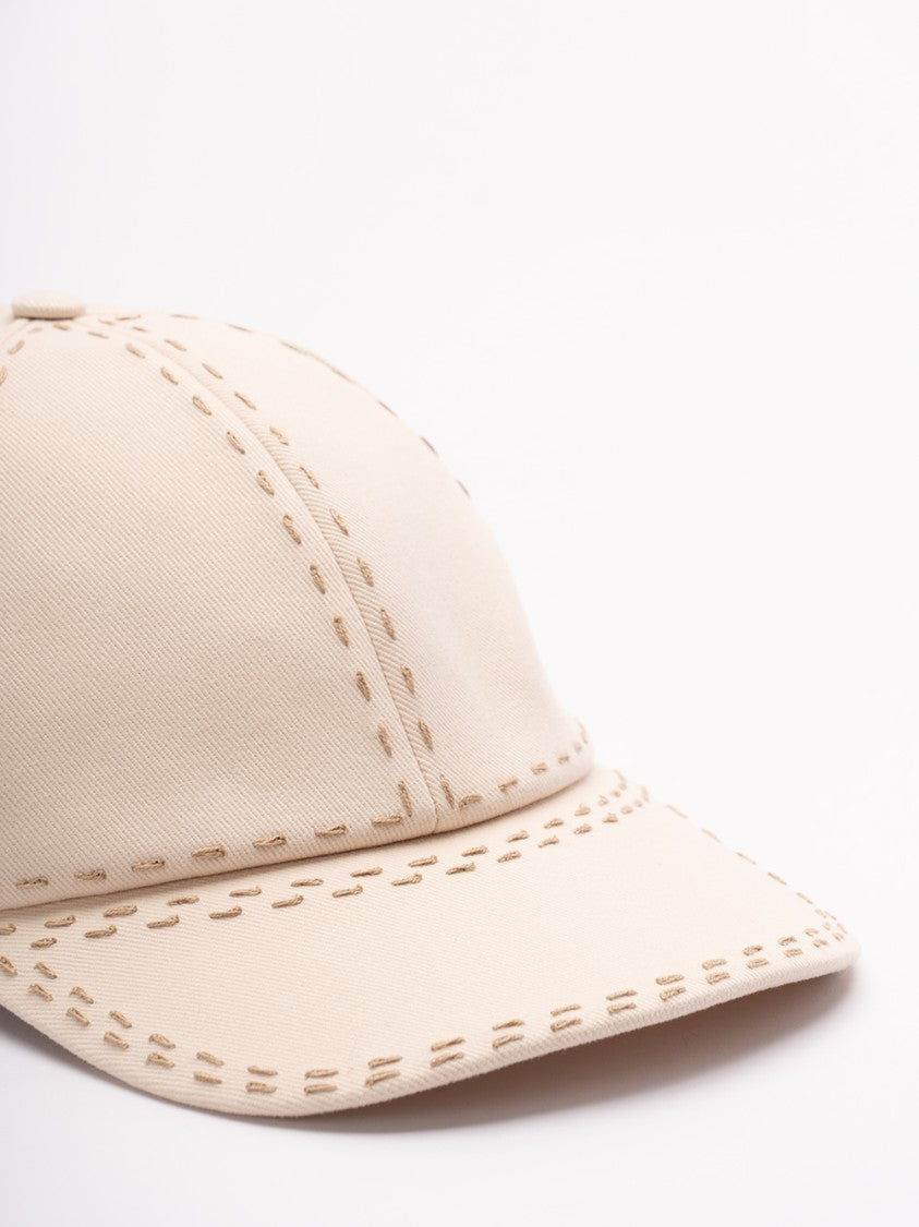 Fendi Structured Cotton Baseball Cap With Contrast Stitching