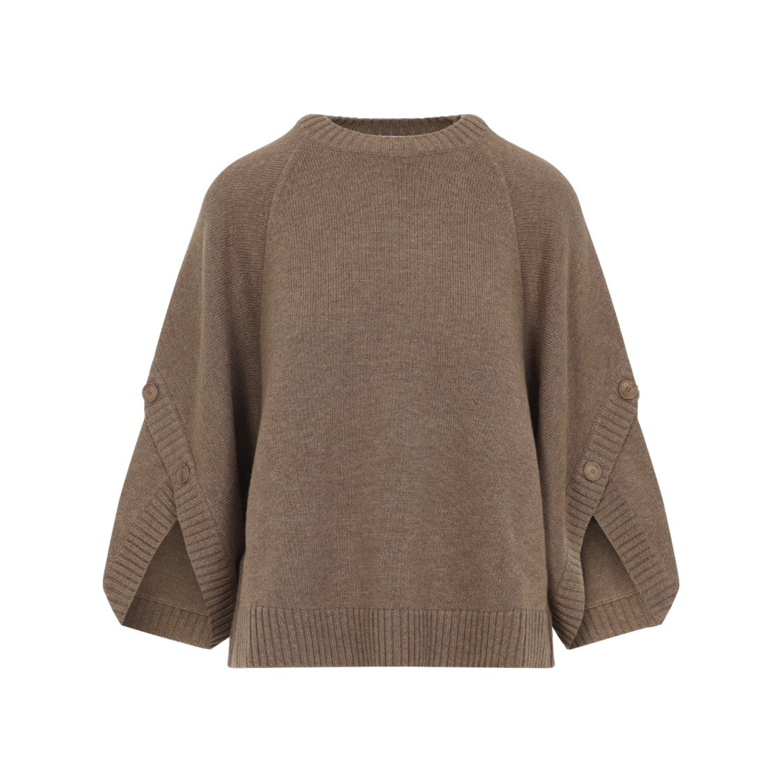 Max Mara Brown Virgin Wool Ampex Botton Sweater