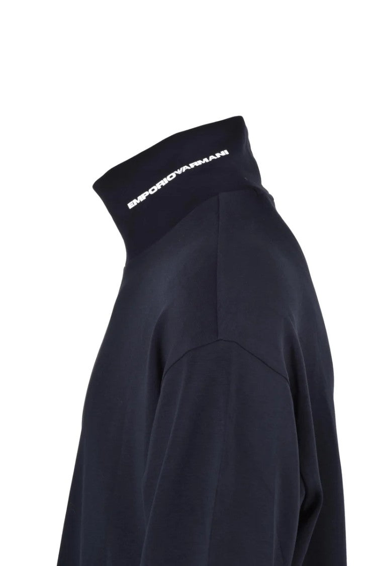 Emporio Armani Mock Neck Black Technical Sweatshirt
