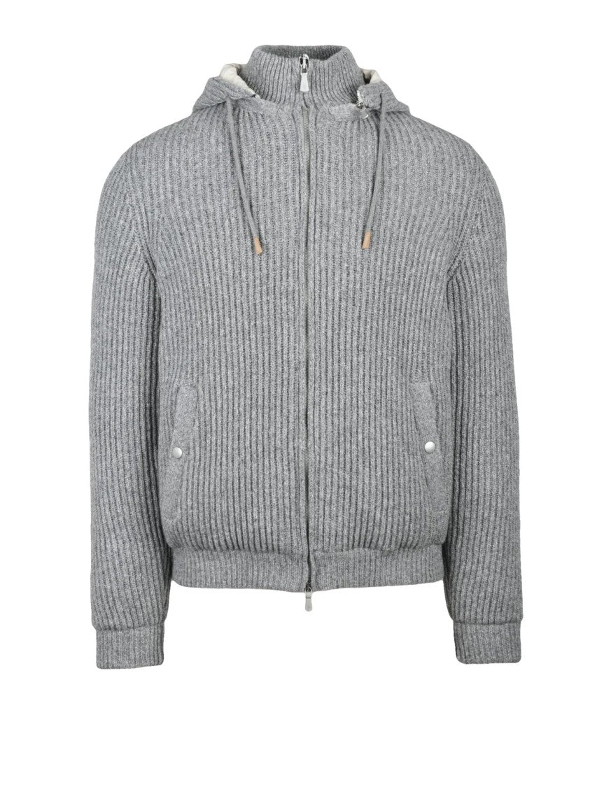 Eleventy Eleventy Wool Bomber Coat - Grey