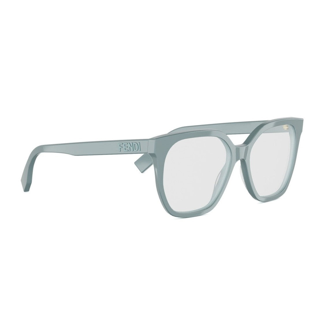 Fendi Grey-Blue Lettering Acetate Square Sunglasses