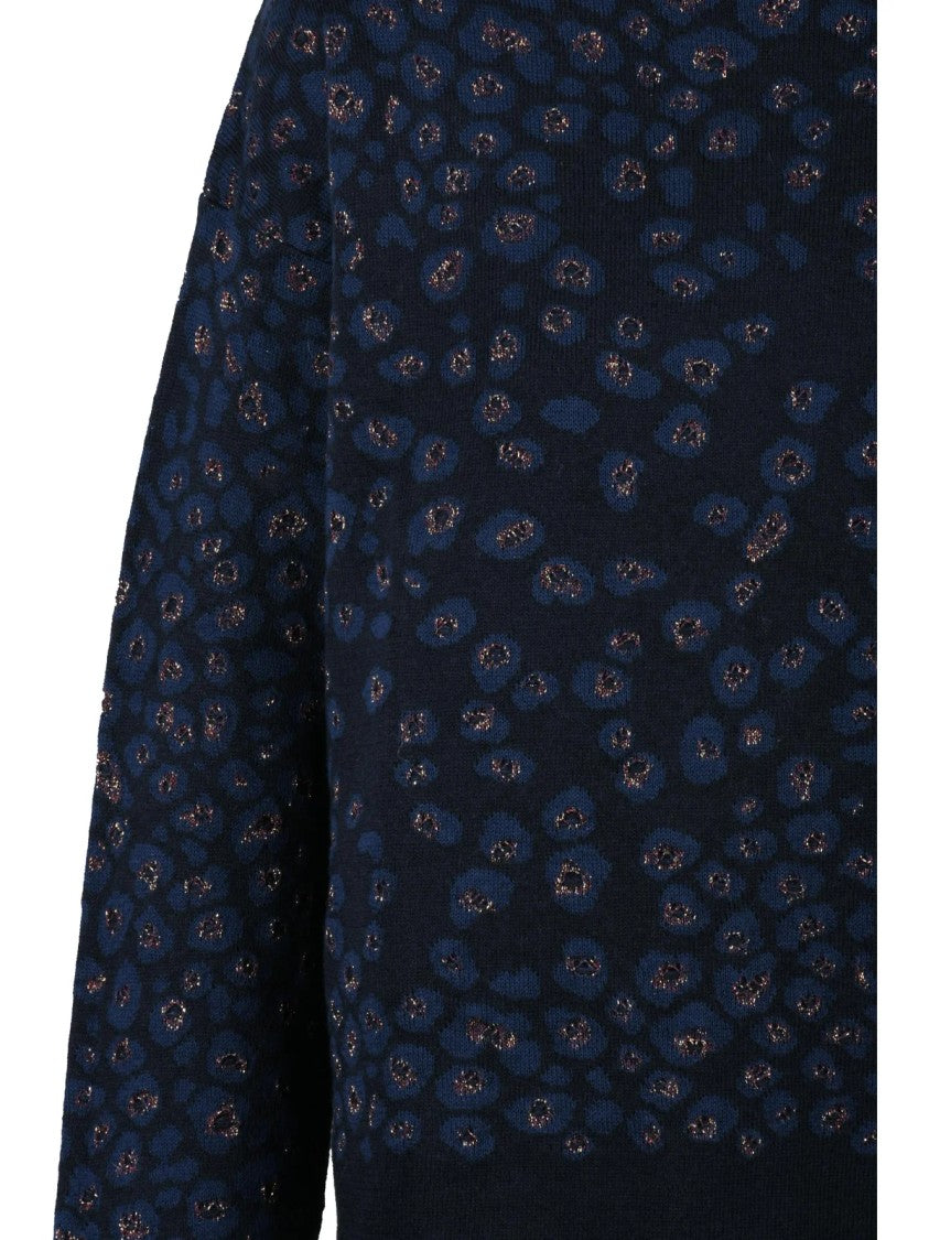 Alessia Santi High Neck Sweater With Metallic Fiber Accents