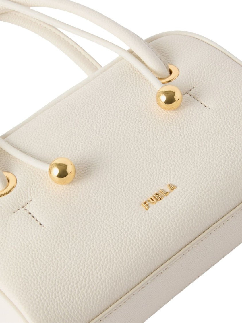 Furla White Structured Gold-Tone Accents Handbag