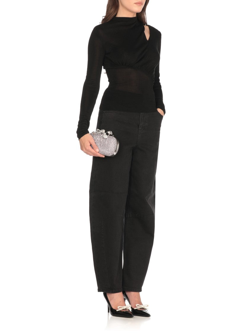 Self-Portrait High-Waisted Relaxed Fit Black Jeans