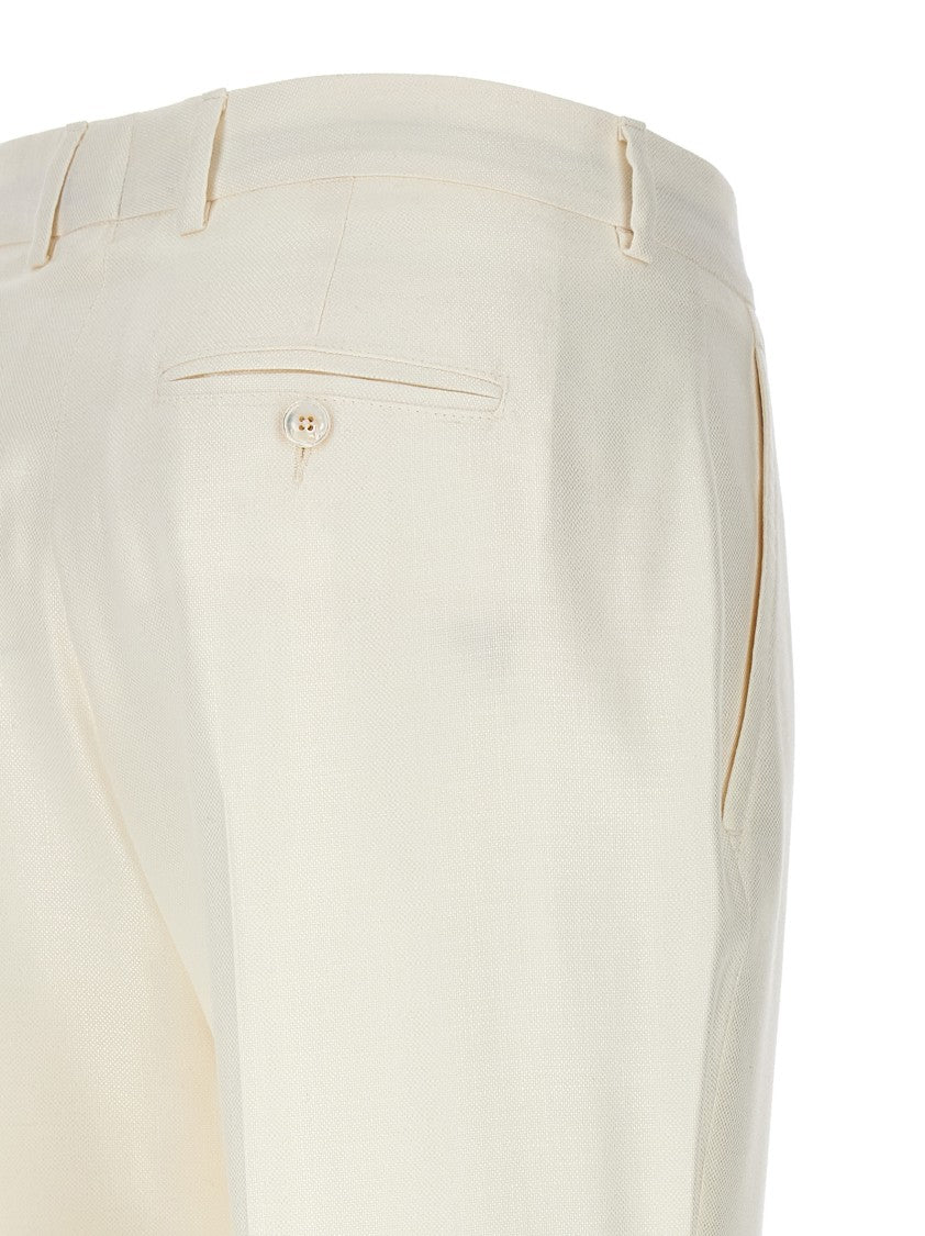 Kiton Tailored Viscose Cigarette Pants With Button Closure