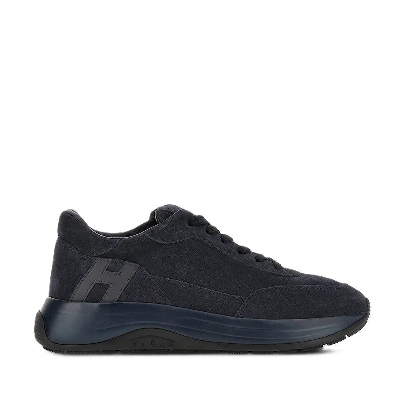 Hogan H719 Allacciato H Blue Calfskin Suede Sneakers