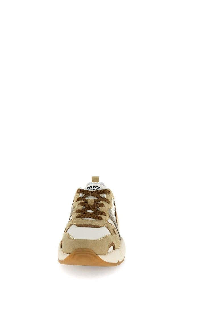 W6yz Brogue-Style Suede Technical Fabric Sneakers