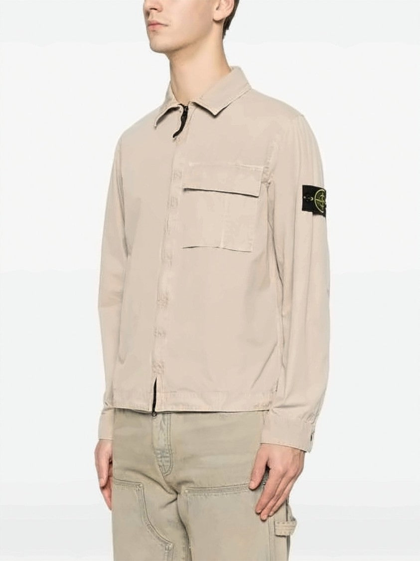 Stone Island Beige Jacket With Distinctive Patch