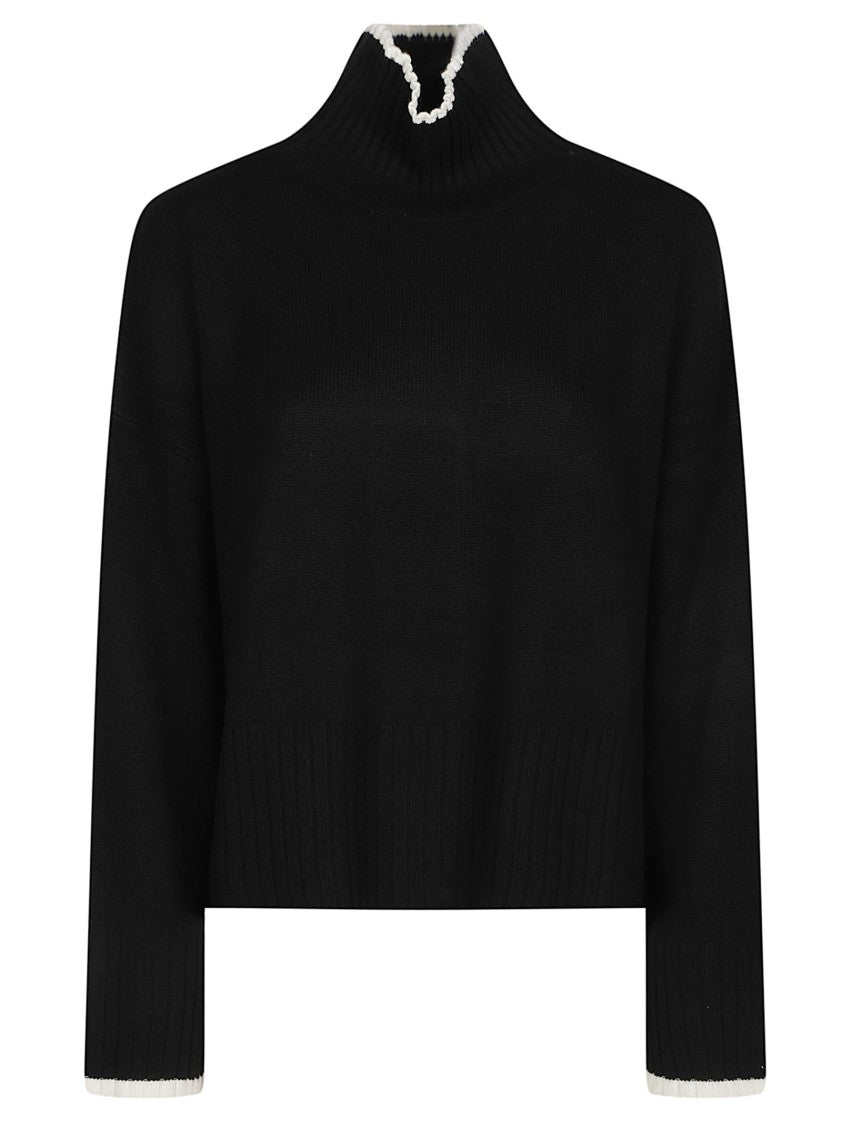 Pinko Black Falkland Turtle Neck Wool-Blend Turtleneck