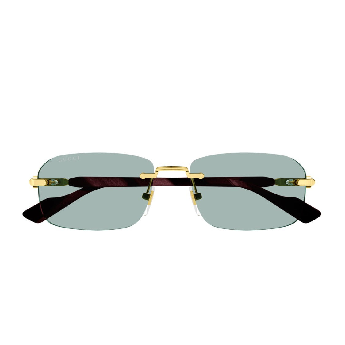 Gucci Gold Burgundy Linea Sign Gg1221s Rimless Rectangular Sunglasses