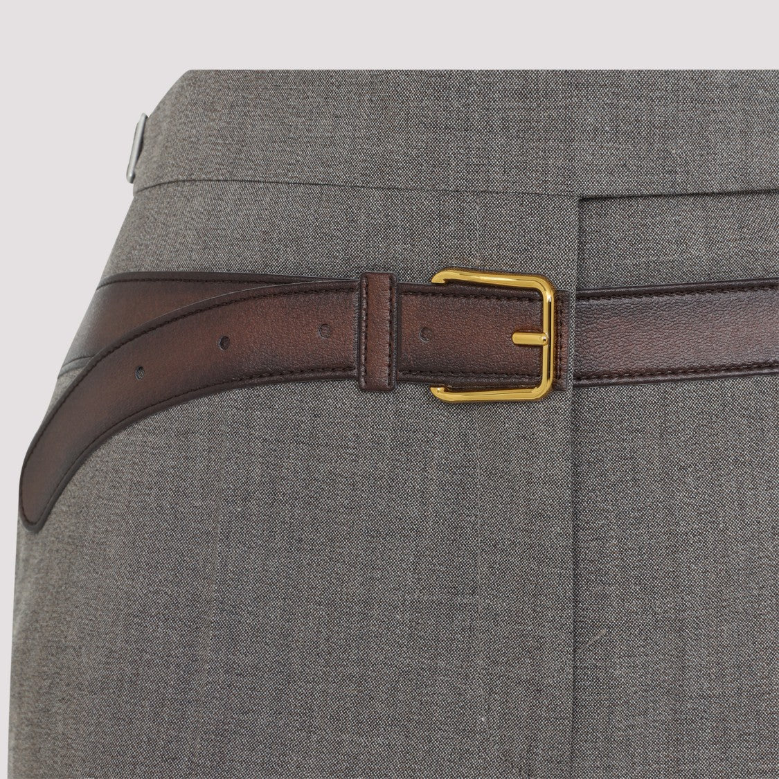 Prada Clay Grey Wide-Leg Wool Pants