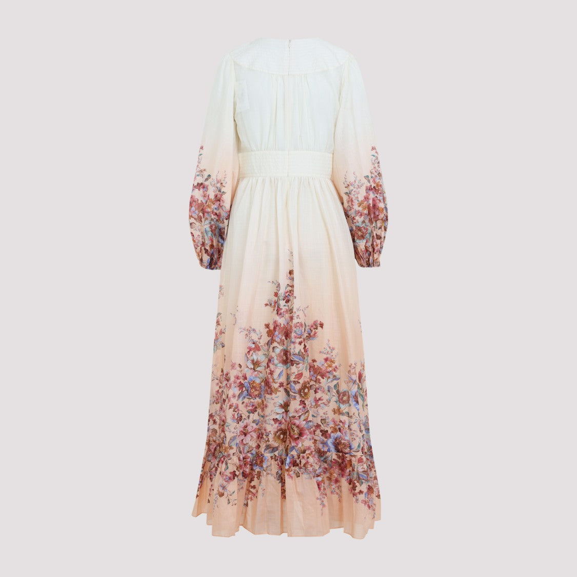 Zimmermann Ivory White Floral Cotton Awaken Plunge Maxi Dress