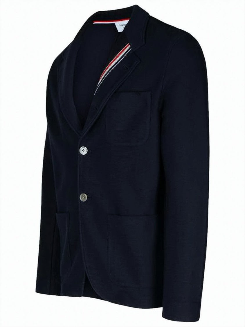 Thom Browne Tailored Blue Cotton Jacket With Classic Lapel