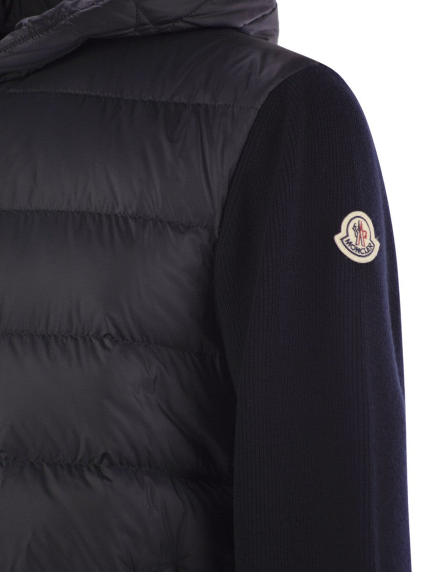 Moncler Padded Wool Sweatshirt With Hood And Zip