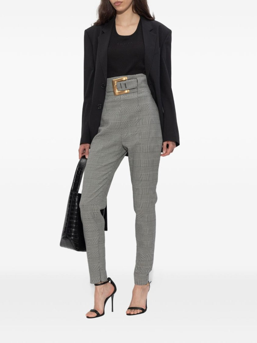 Balmain Black Minimalist Sleeveless Crew Neck Top