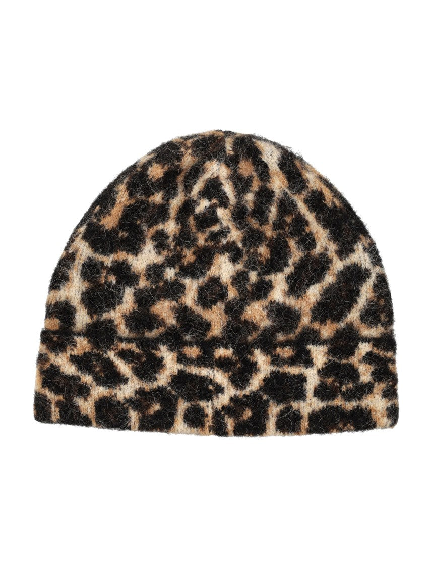 Anine Bing Elia Alpaca-Wool Beanie Brown Leopard Pattern