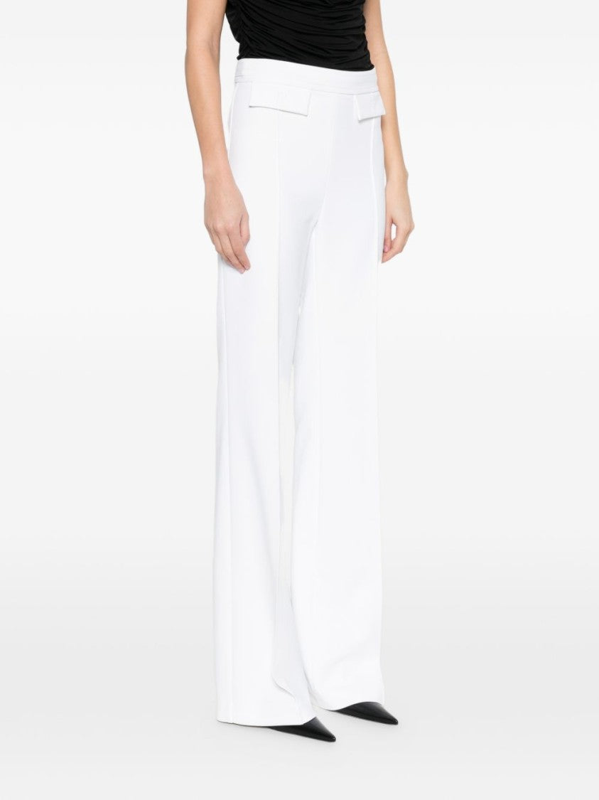 Elisabetta Franchi High-Waisted White Pants With Flared Hem And Front Pockets