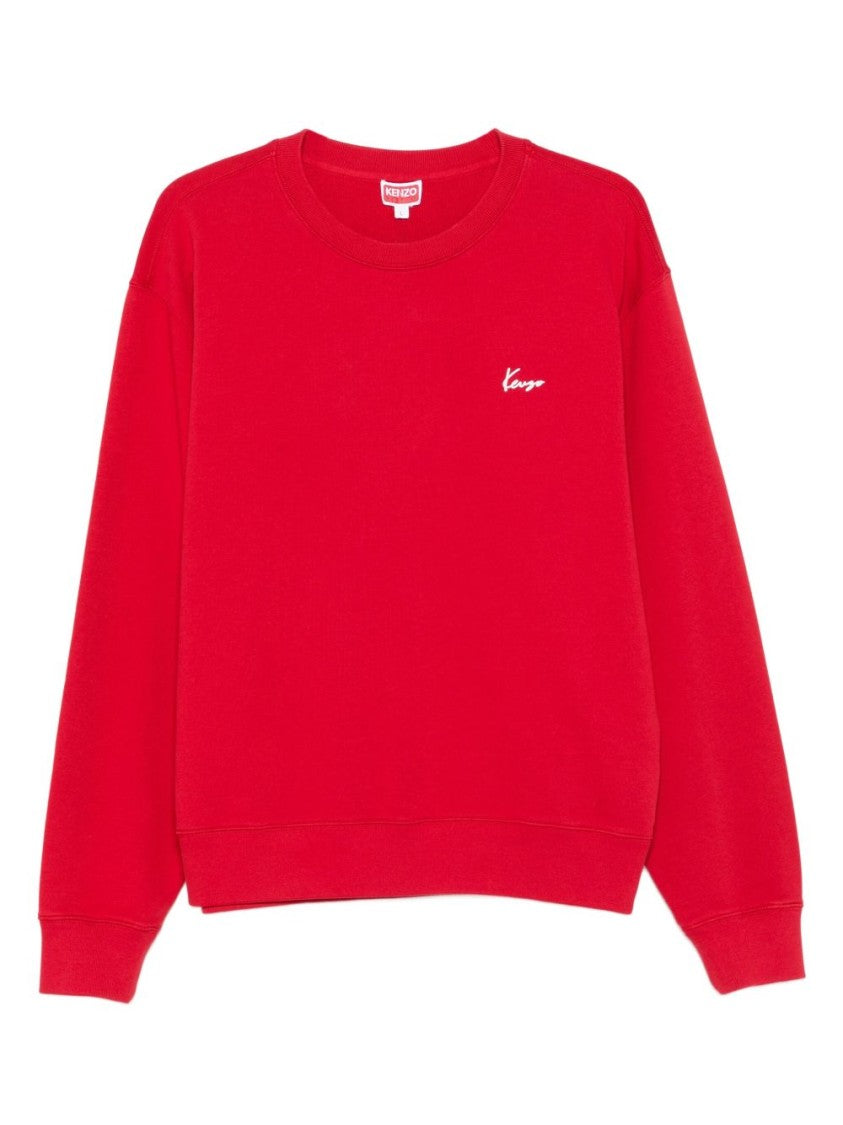 Kenzo Red Floral Print Logo Cotton Sweater