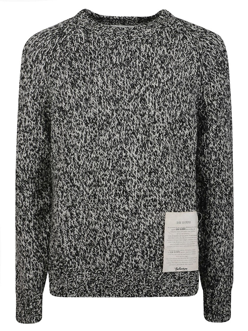 Ballantyne Raw Diamond Marled Black White Knit Sweater