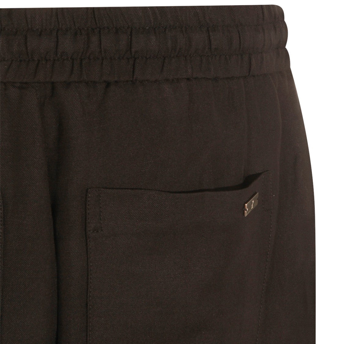 Ami Paris Black Viscose And Linen Blend Trousers With Adjustable Waistband