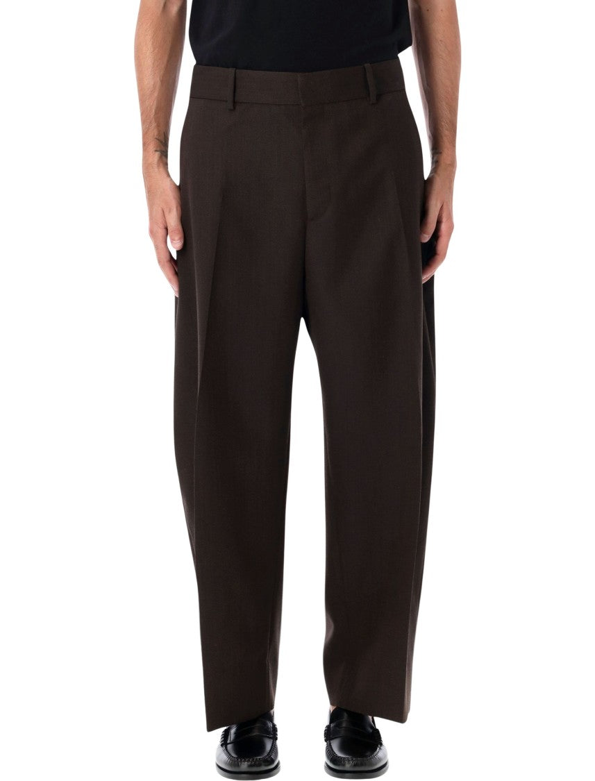 Studio Nicholson Tailored High-Waist Wide-Leg Pleated Pants