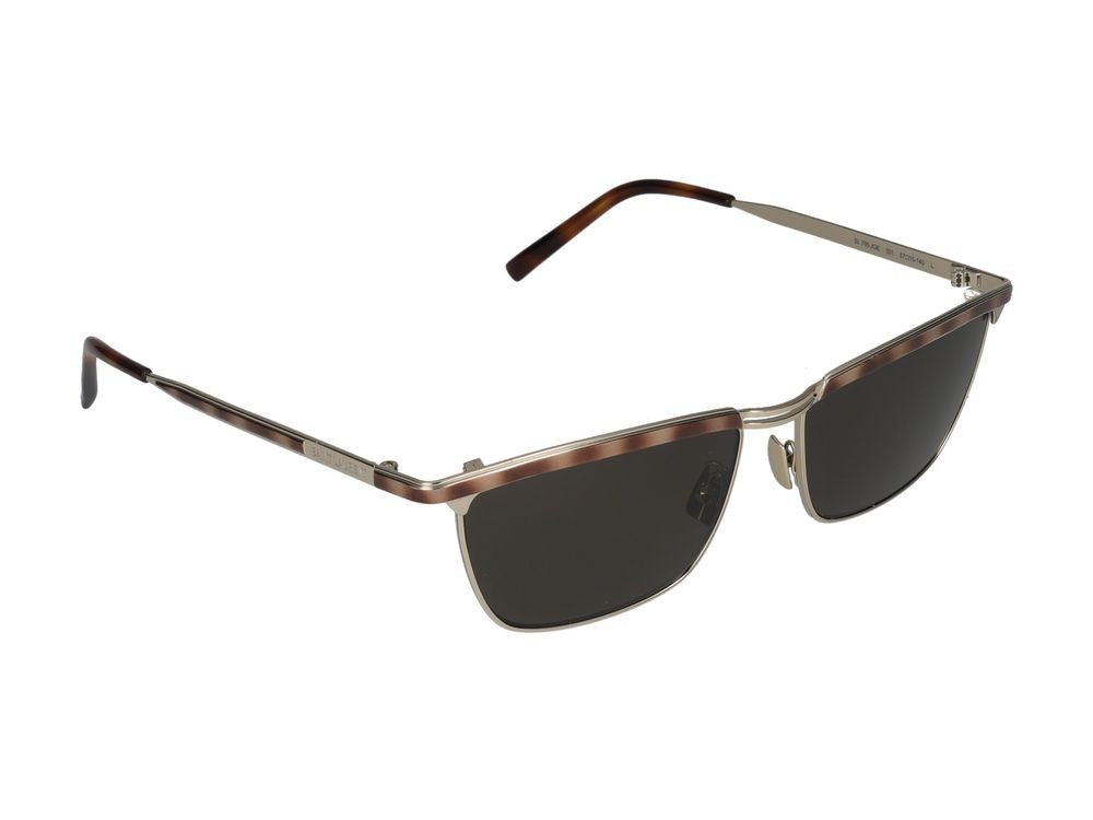 Saint Laurent Gold Tortoiseshell Accents Rectangular Sunglasses