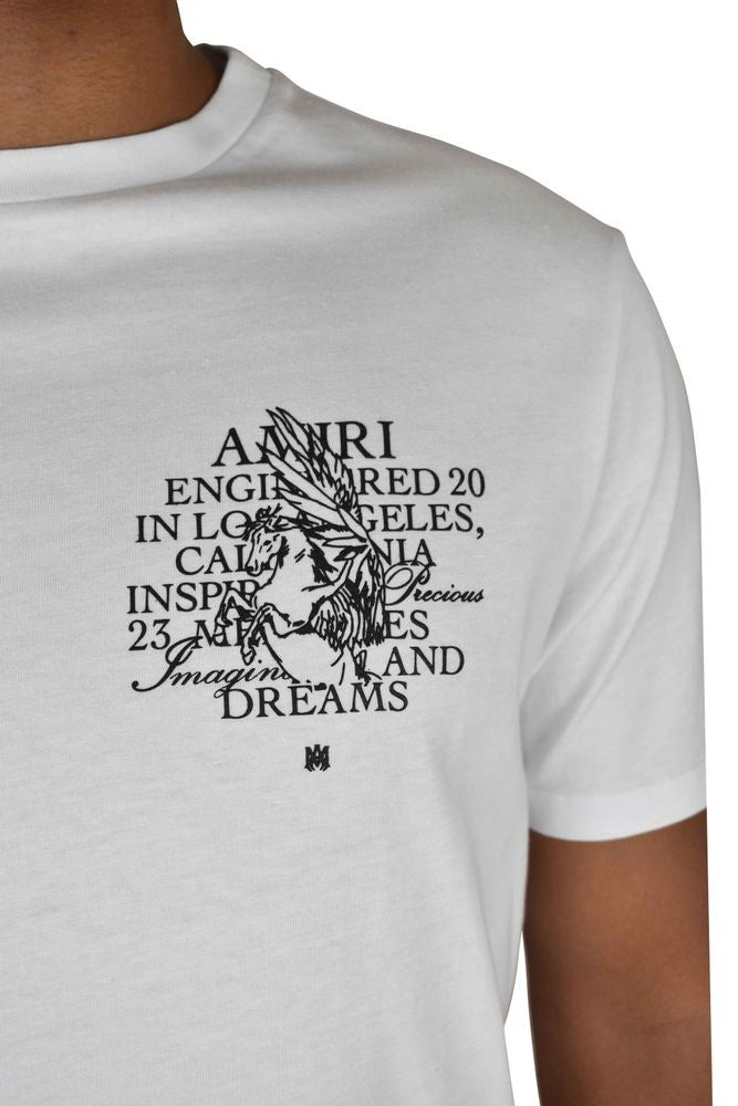 Amiri White Cotton T-Shirt Featuring Unicorn Illustration