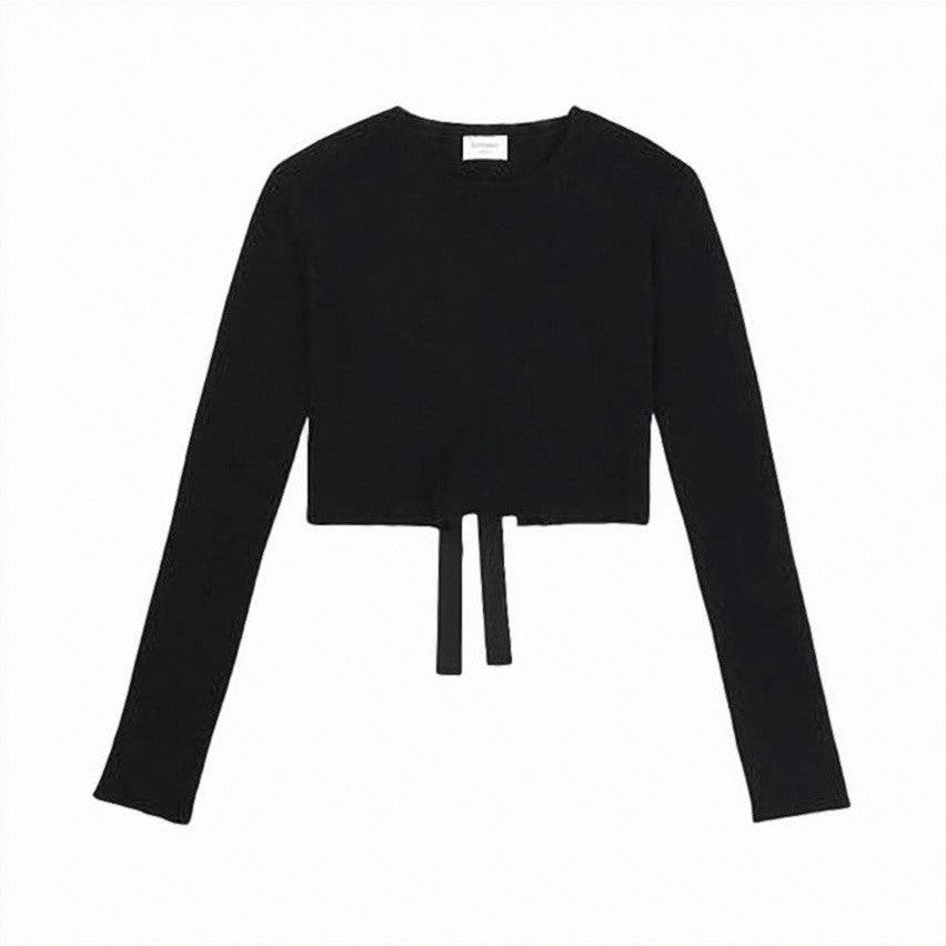 Saint Laurent Cropped Tie-Detail Sweater In Cashmere-Silk Blend