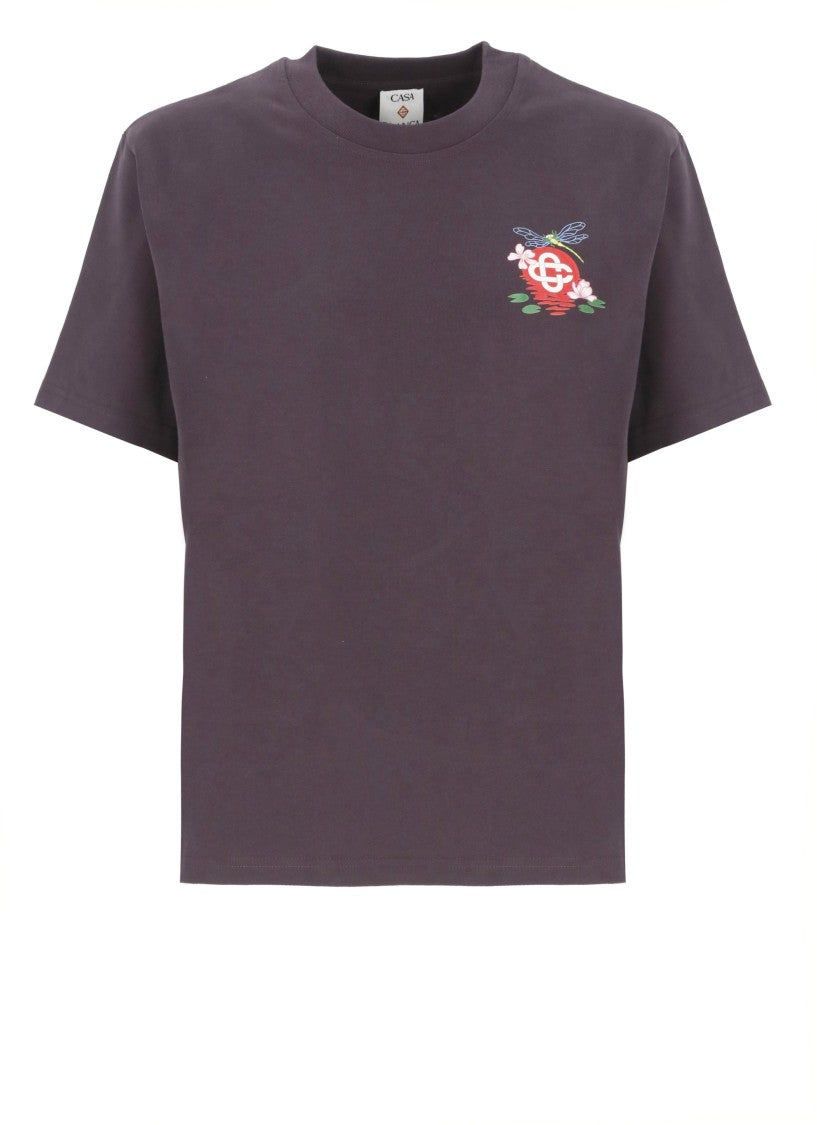 Casablanca Purple Cotton T-Shirt With Contrasting Logo Print