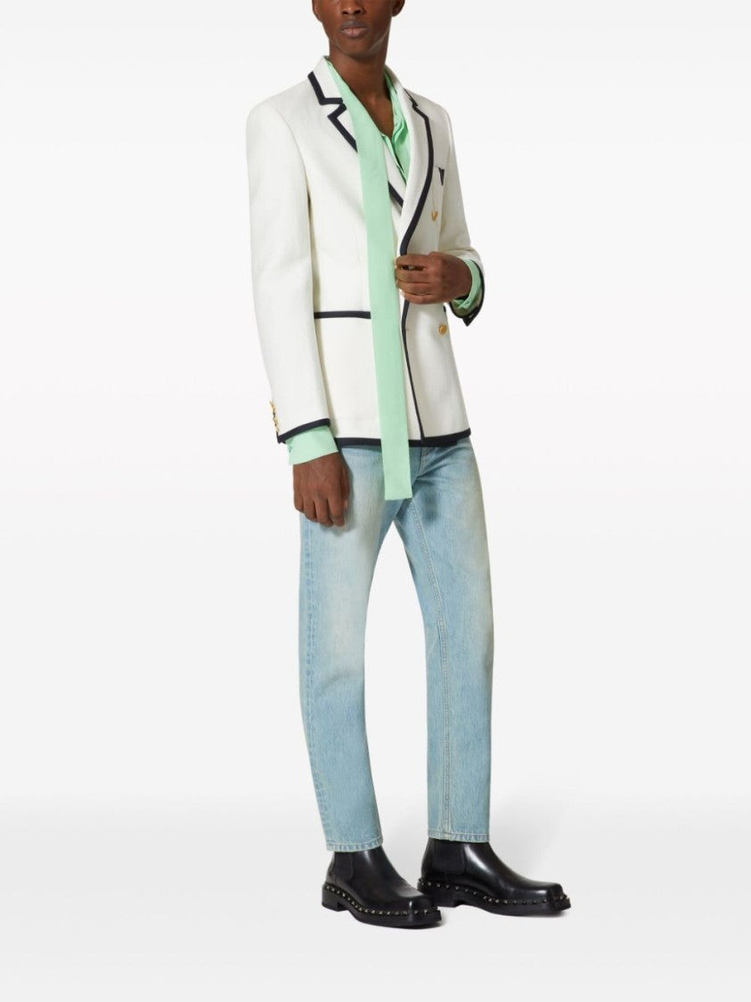 Valentino Garavani Mid-Rise Tapered Leg Denim Trousers