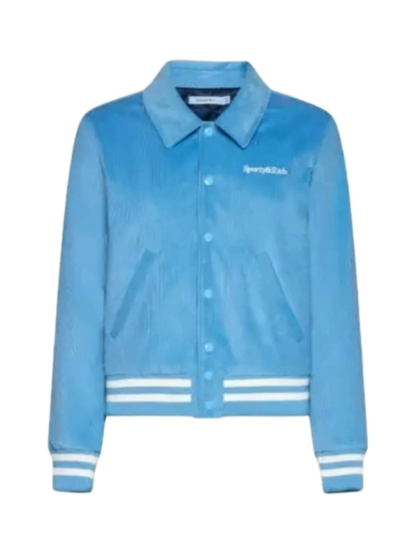Sporty And Rich Cropped Bomber Jacket With Textured Fabric
