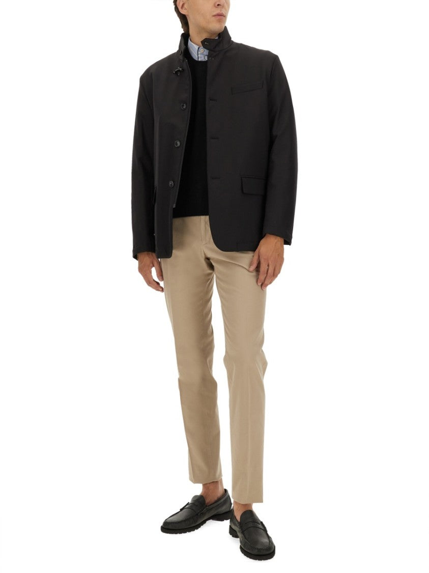 Fay High Collar Jacket With Unique Hook Closure