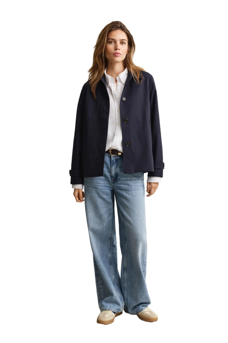 Gant Mid-Length Cotton-Blend Dwr Concealed Button Coat