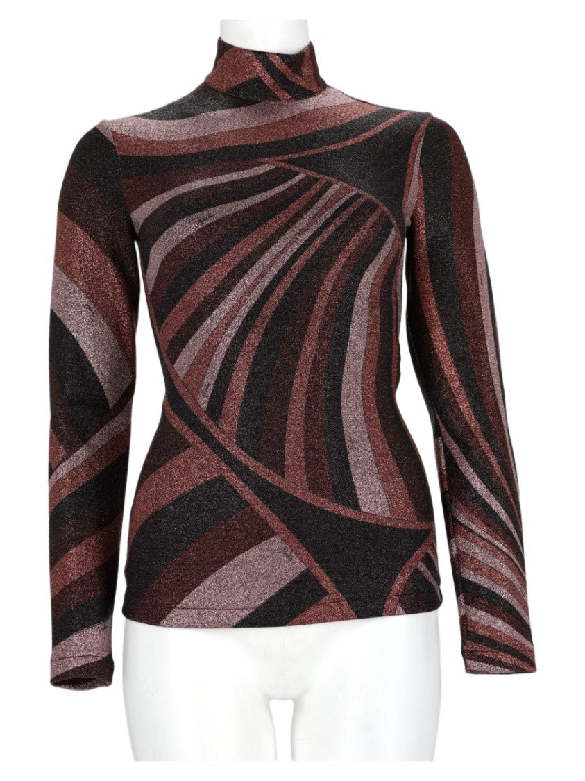 Pucci Burgundy Abstract Swirl Fitted Polyamide-Blend Top