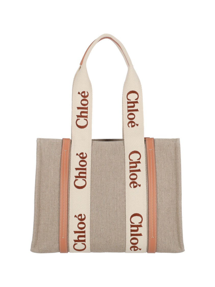 Chloé Beige Structured Tote Bag With Branded Straps