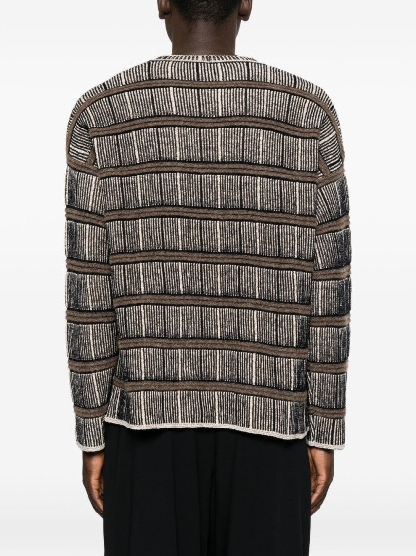 Giorgio Armani Multicolor Horizontal Striped Ribbed Sweater