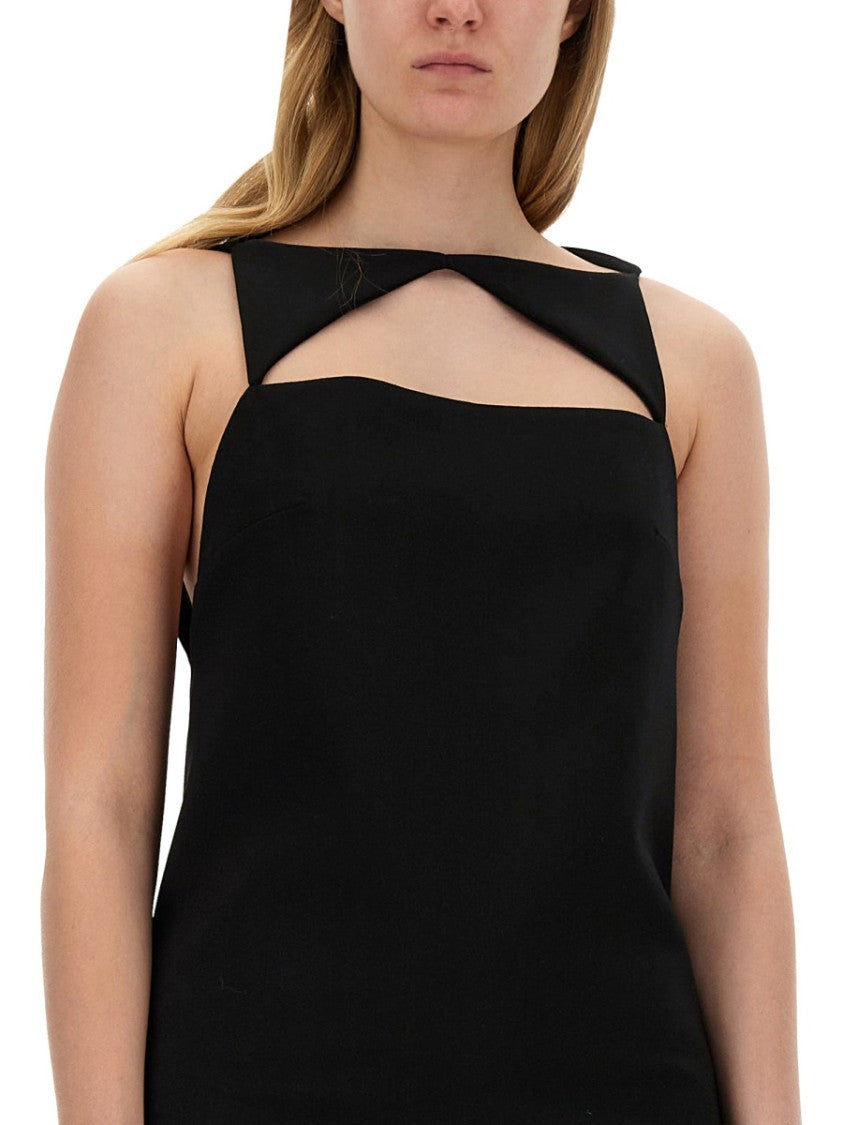 Versace Wool Blend Straight Mini Dress With Cut-Out