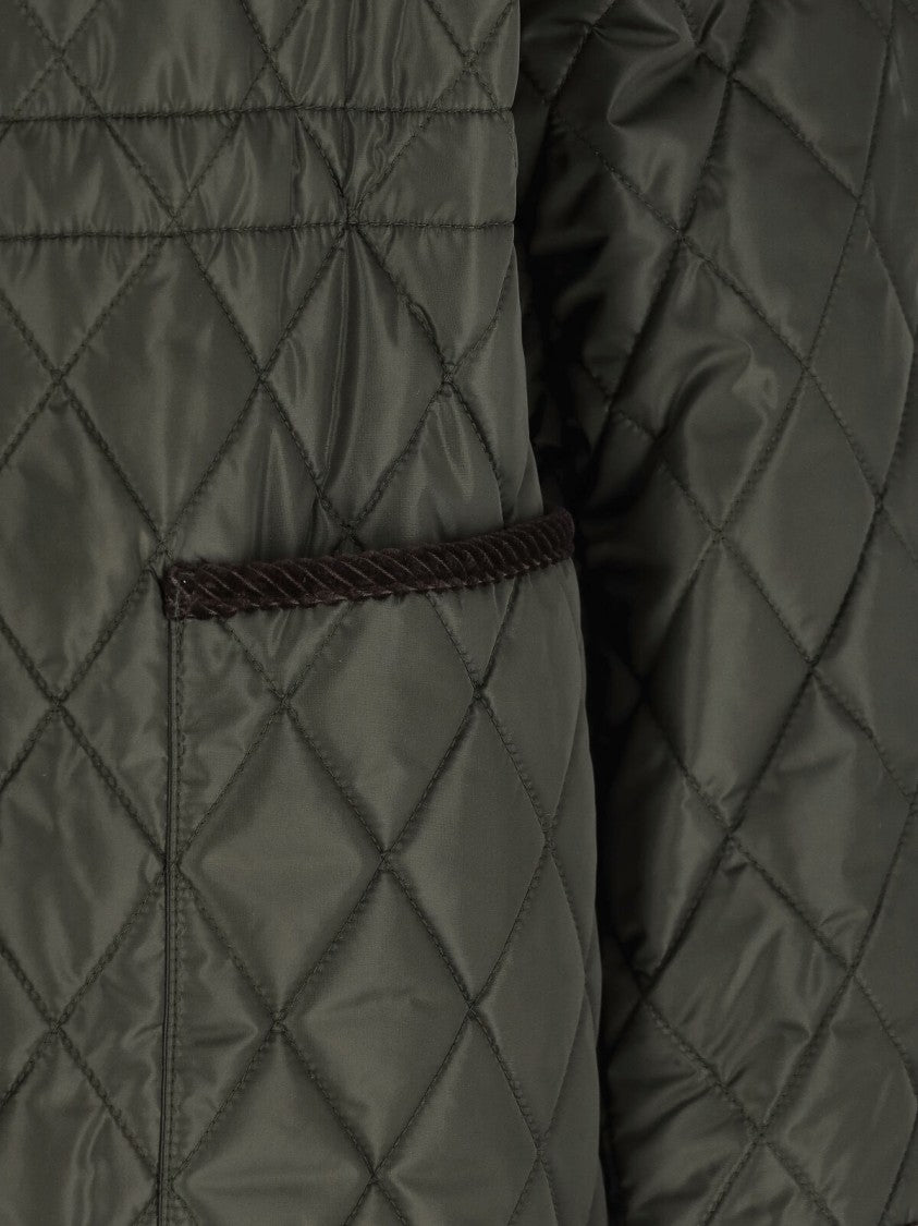 Burberry Quilted Green Burberry Car Coat
